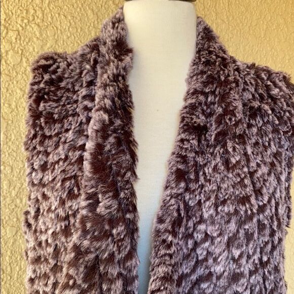 Love Token Faux Fur Waterfall Vest Purple Open Front w/ Pockets Women's Sz S NWT - Picture 5 of 12
